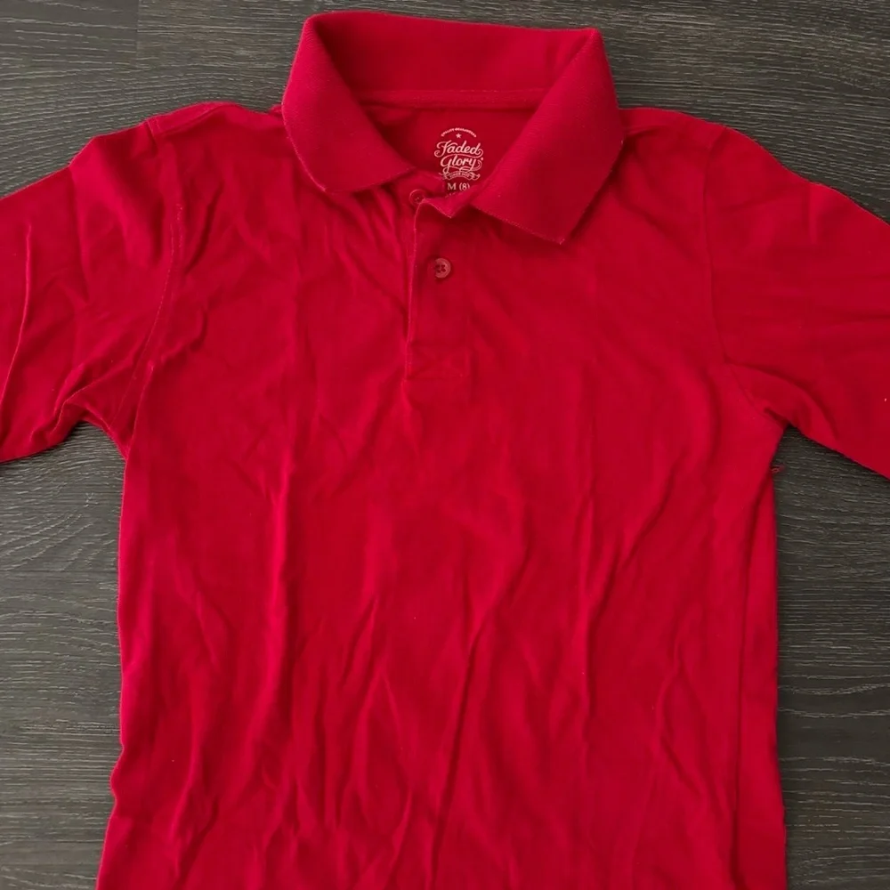 Boys Faded Glory Red Polo  Relaxed Fit Stretch Size 8